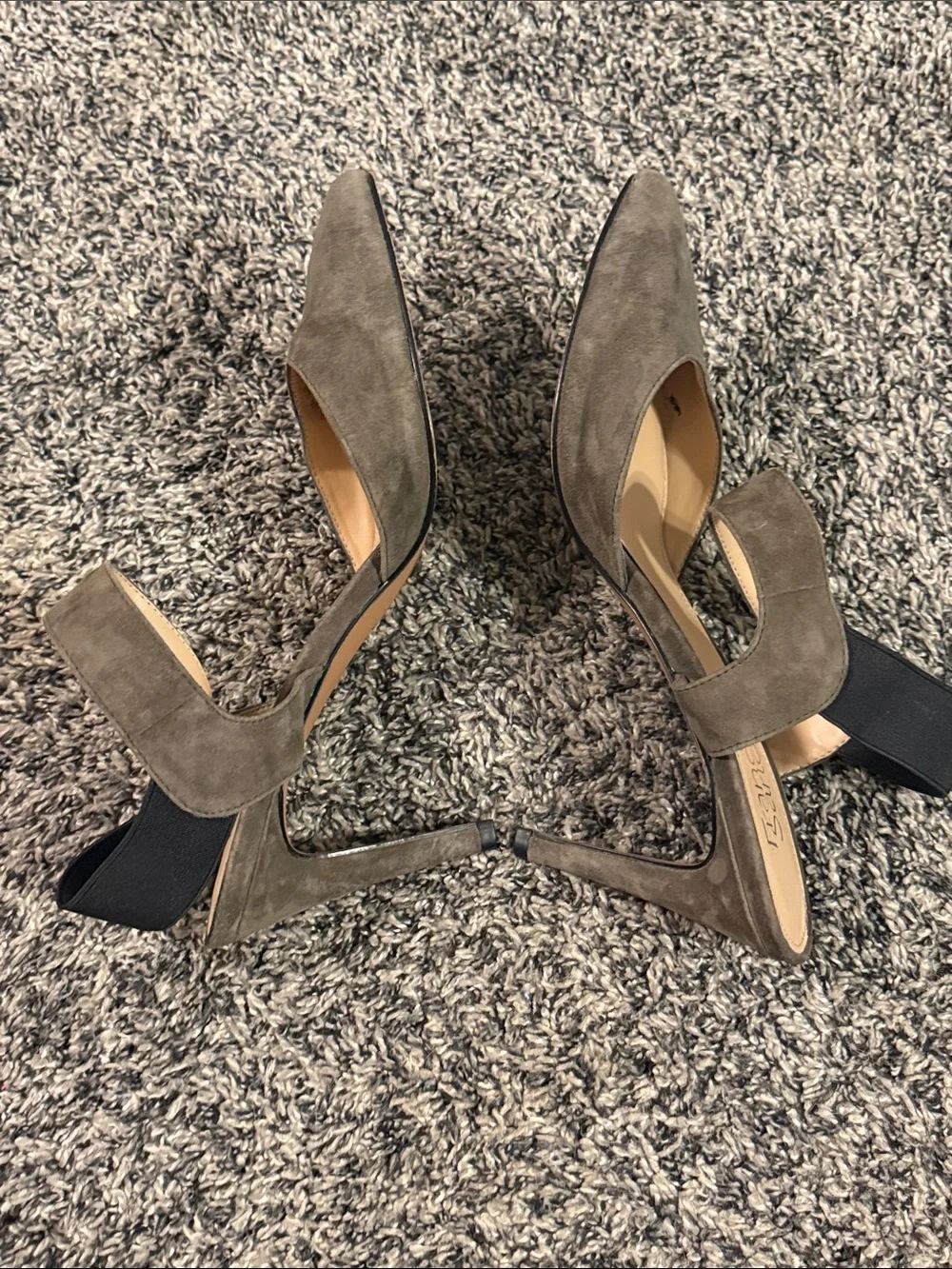 Franco Sarto Women’s Size 9.5 Olive Suede Pointed Toe Ankle Strap Heels
